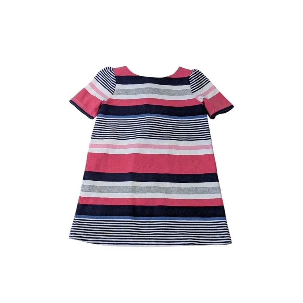 Gymboree Kids A Line Dress Nautical Stripes Pink Blue Gray Short Girls Size 6